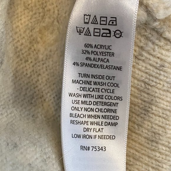 William Rast Alpaca Blend Back V-Neck Oatmeal Popcorn Polka Dot Sweater-XS - Picture 10 of 12